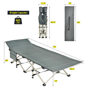 28.5 Inch Extra Wide Sleeping Cot for Adults with Carry Bag-Green