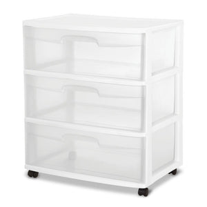 Sterilite Home 3 Drawer Wide Storage Cart Portable Container w/Casters (2 Pack)