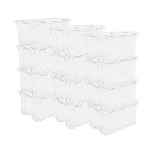 Sterilite 48 Qt Hinged Lid Storage Box Plastic Stackable Bin with Lid, 24 Pack