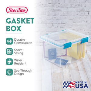 Sterilite 32 Quart Clear Stacking Storage Container with Gasket Lid, 12 Pack