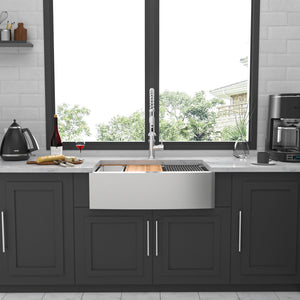 Classic Ceramic Farmhouse Sink Workstation Single Bowl With Durable Finish