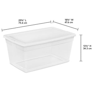 Sterilite 90 Quart Storage Box Container with Clear Base & White Lid, (12 Pack)