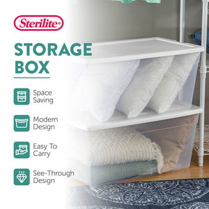 Sterilite 90 Qt Storage Box, Stackable Bin with Lid, Plastic Container, 4 Pack - TRAPSKI