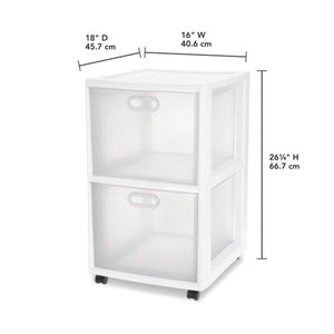 Sterilite Ultra 2 Drawer Filing Storage Cart, Plastic Rolling Organizer, 6 Pack