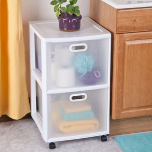 Sterilite Ultra 2 Drawer Filing Storage Cart, Plastic Rolling Organizer, 6 Pack