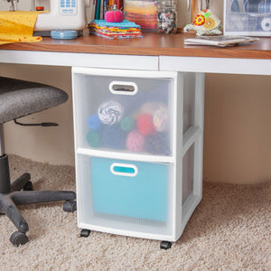 Sterilite Ultra 2 Drawer Filing Storage Cart, Plastic Rolling Organizer, 6 Pack