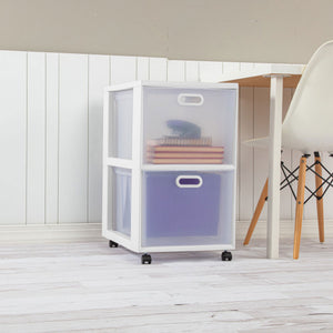 Sterilite Ultra 2 Drawer Filing Storage Cart, Plastic Rolling Organizer, 6 Pack