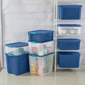 Sterilite 12 Gallon Latch & Carry Storage Box Lidded Containers, Clear, 12 Pack
