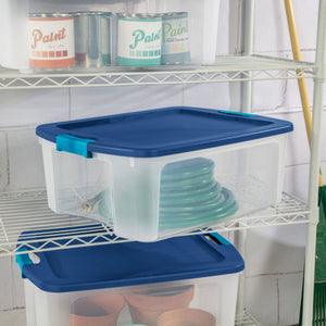 Sterilite 12 Gal Latch and Carry Stackable Storage Bin with Latching Lid, 6 Pack
