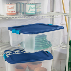 Sterilite 12 Gallon Latch & Carry Storage Box Lidded Containers, Clear, 12 Pack