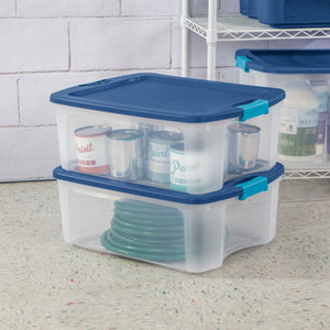 Sterilite 12 Gal Latch and Carry Stackable Storage Bin with Latching Lid, 6 Pack