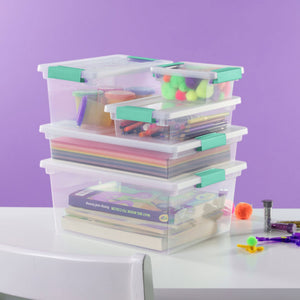 Sterilite Mini Clip Box, Stackable Small Storage Bin with Latching Lid, 6 Pack