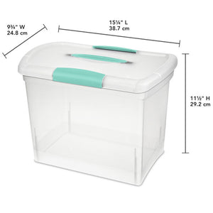 Sterilite Large Nesting ShowOffs Clear File Box w/ Handle and Latches, (12 Pack)