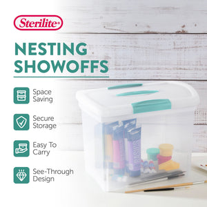 Sterilite Large Nesting ShowOffs, Stackable Clear File Box with Lid, (6 Pack)
