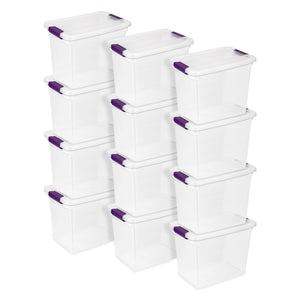 Sterilite 27 Qt ClearView Latch Storage Stackable Bin with Latching Lid, 12 Pack