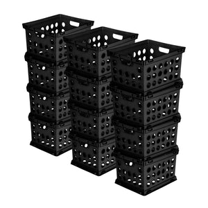Sterilite Stackable Sturdy Storage Crate Organizer Bins with Handles, 12 Pack