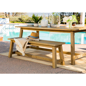 Coaster Sierra 6 Piece Eucalyptus Wooden Rectangular Outdoor Dining Set, Natural