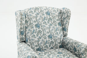 Modern Accent Chair with Retro Wood Legs and Floral Design