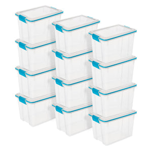 Sterilite Large 20 Qt Home Storage Container Tote with Latching Lids, (12 Pack)