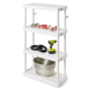 Gracious Living 4 Shelf Adjustable Height Ventilated Medium Duty Storage, White