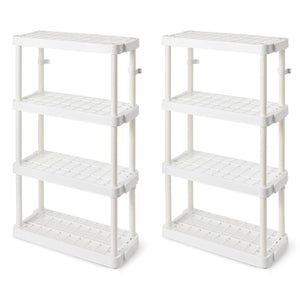 Gracious Living 4 Shelf Adjustable Height Medium Duty Storage, White (2 Pack)