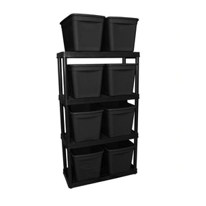 Gracious Living 4 Shelf Fixed Height Ventilated Medium Duty Storage Unit, Black