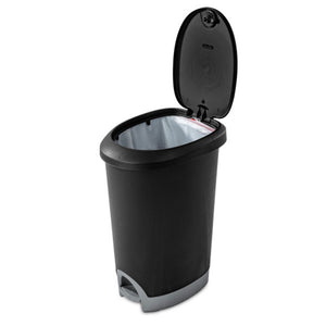 Sterilite 12.6 Gallon Locking Lid Step On Kitchen Wastebasket Trashcan, 2 Pack