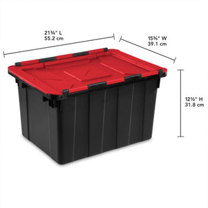 Sterilite 12 Gallon Hinged Lid Industrial Tote, Stackable Storage Bin, 6 Pack