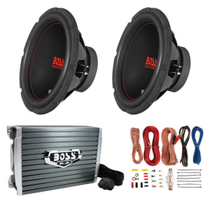 Boss Chaos Exxtreme 10" 1000W DVC 4 Ohm Subwoofer (Pair) w/ Amplifier & Wiring - TRAPSKI