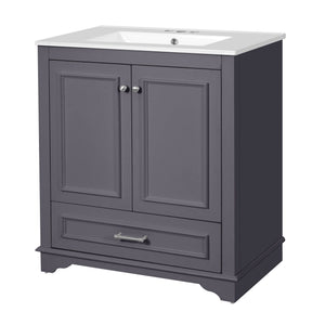 Bathroom Vanity With Sink, Cabinet & 2 Soft Closing Doors & Adjustable Shelf
