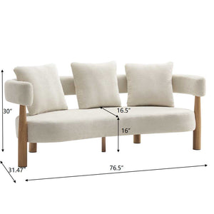 Luxe 76.5 in. Curved 3 Seater Modern Upholstered Chenille Sofa
