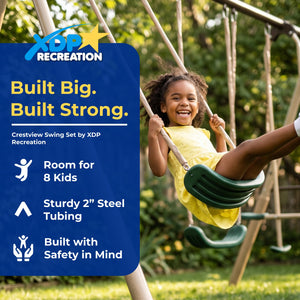 XDP Recreation Crestview Outdoor Swing Set w/ Slide, Glider, 3 Swings, & See Saw