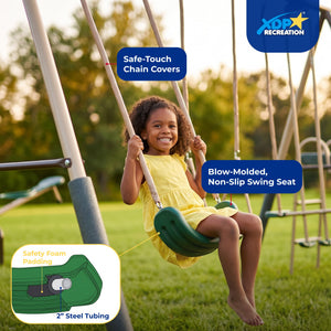 XDP Recreation Crestview Outdoor Swing Set w/ Slide, Glider, 3 Swings, & See Saw