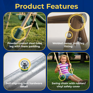 XDP Recreation Crestview Outdoor Swing Set w/ Slide, Glider, 3 Swings, & See Saw