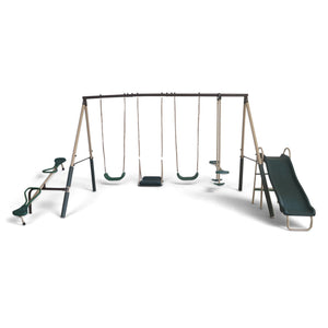 XDP Recreation Crestview Outdoor Swing Set w/ Slide, Glider, 3 Swings, & See Saw