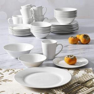 Gibson 102563.16RM Porcelain Zen Buffet 16 Piece Round Dinnerware Set, White - TRAPSKI