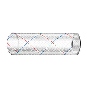 Trident Marine 3/4" x 50' Clear Reinforced PVC Hose Tubing Red  Blue Tracer