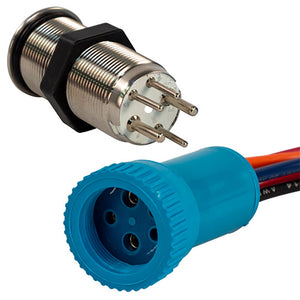 Bluewater 19mm Inrush Push Button Switch - Nav/Anchor Off/On/On - Blue/Green/Red LED - 4' Lead