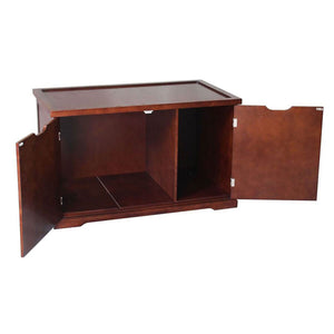 Merry Products Pet Cat Washroom Bench with Removable Partition Wall, Walnut