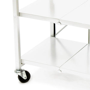 Origami RBT Fully Stainless Steel Foldable Kitchen Cart with 4 Wheels, White