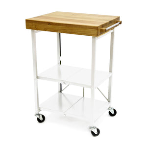 Origami RBT Fully Stainless Steel Foldable Kitchen Cart with 4 Wheels, White