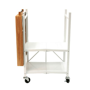 Origami RBT Fully Stainless Steel Foldable Kitchen Cart with 4 Wheels, White