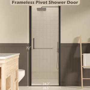 27-28" W × 72" H Frameless Pivot Shower Door