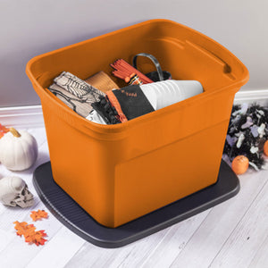 Sterilite 18 Gallon Orange Plastic Storage Container Bin Tote with Lid (16 Pack) - TRAPSKI