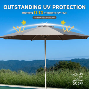 Default 9FT Patio Umbrella, Outdoor Table Umbrella with Push Button Tilt and Crank, UV Protection Waterproof Market Sun Umbrella