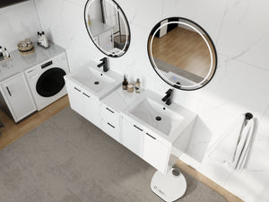60" Bathroom Vanity With Resin Sink, Soft Close Doors and 1-Side Cabinet