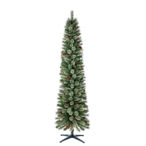 Home Heritage Stanley 7' Pre-Lit Artificial Christmas Tree, Pine Cones & Berries