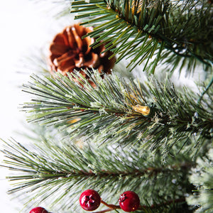 Home Heritage Stanley 7' Pre-Lit Artificial Christmas Tree, Pine Cones & Berries