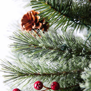 Home Heritage Stanley 7' Pre-Lit Artificial Christmas Tree, Pine Cones & Berries