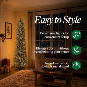 Home Heritage Stanley 7' Pre-Lit Artificial Christmas Tree, Pine Cones & Berries